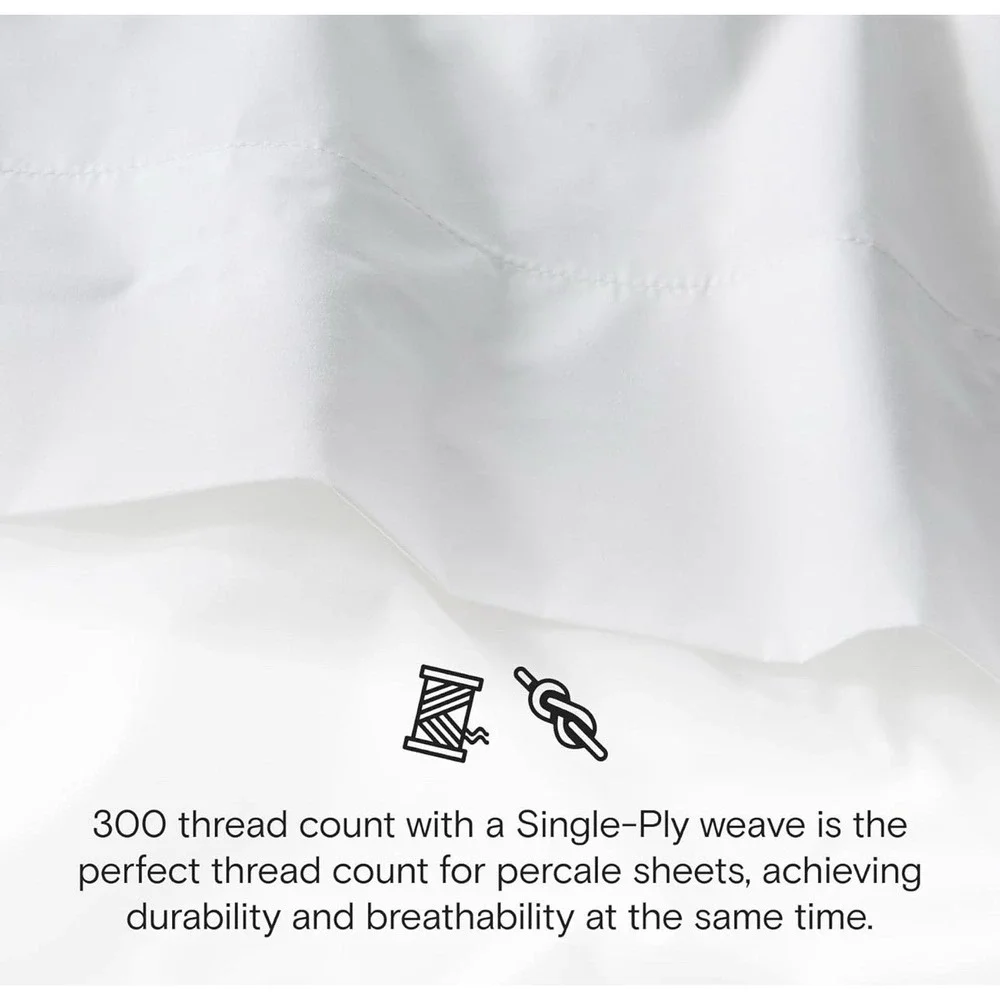 Doz by Sijo Organic Cotton Percale Sheet Set Cal King Snow (No Flat Sheet) NWT